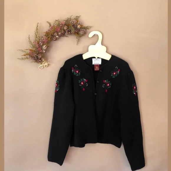 Doen-like Vintage Susan Bristol Embroidered Cardigan L - Picture 1 of 9